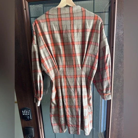 Maje Paris Plaid Shirt Dress – Pleated Wool-Blend Look – Size 36 - Picture 6 of 7